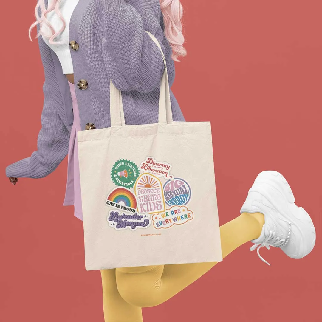 Queer Retro Badges Tote Bag