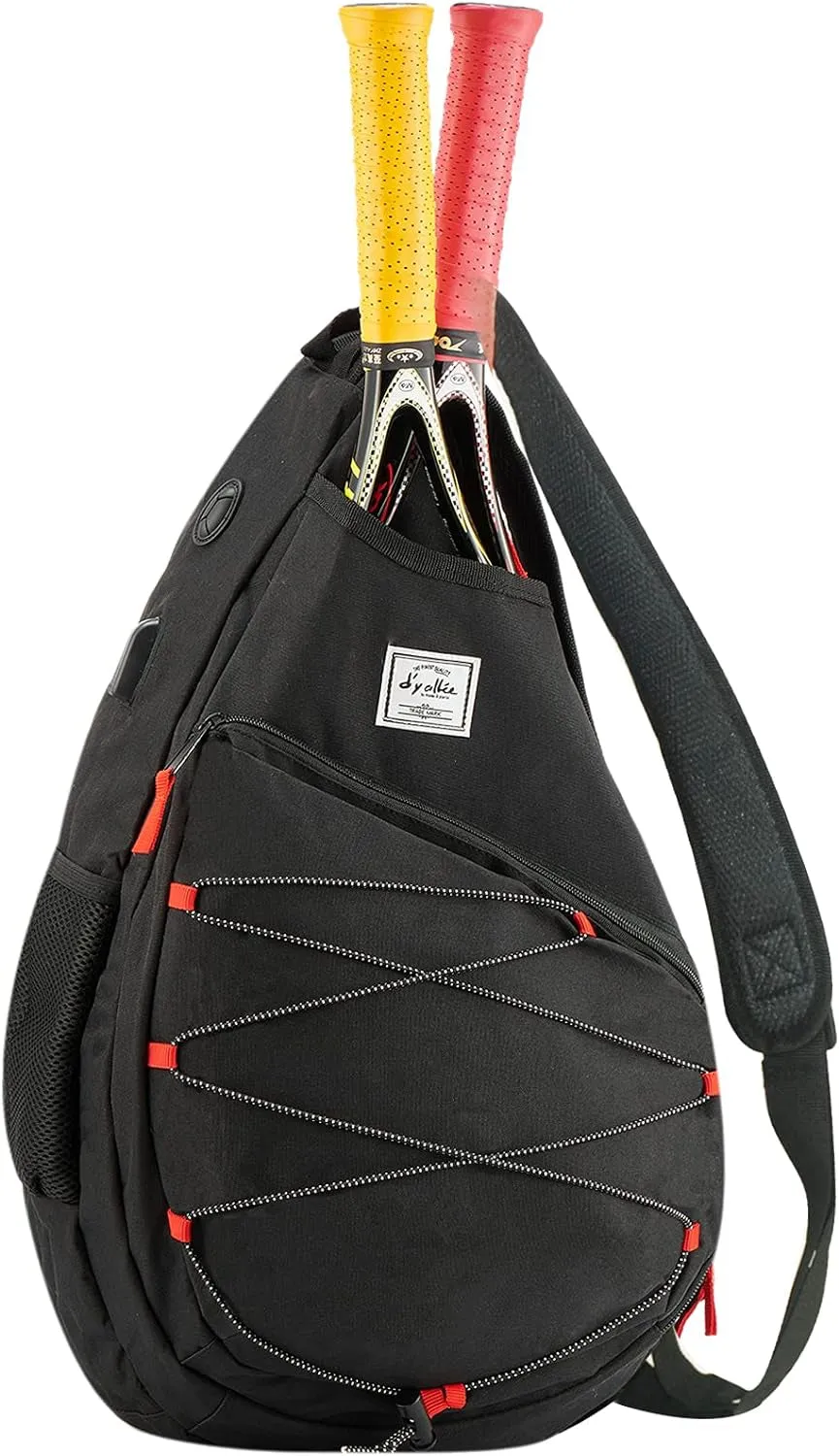 "D'Yallee All-in-One Sports Sling Bag with USB Charging - Ideal for Tennis, Racquetball, Pickleball, and more!"