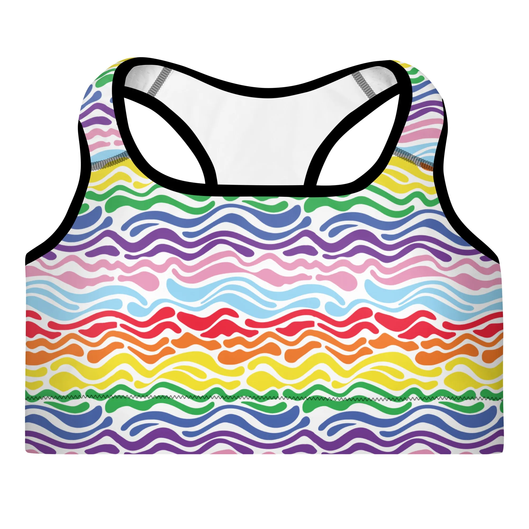 Rainbow Wave Padded Sports Bra