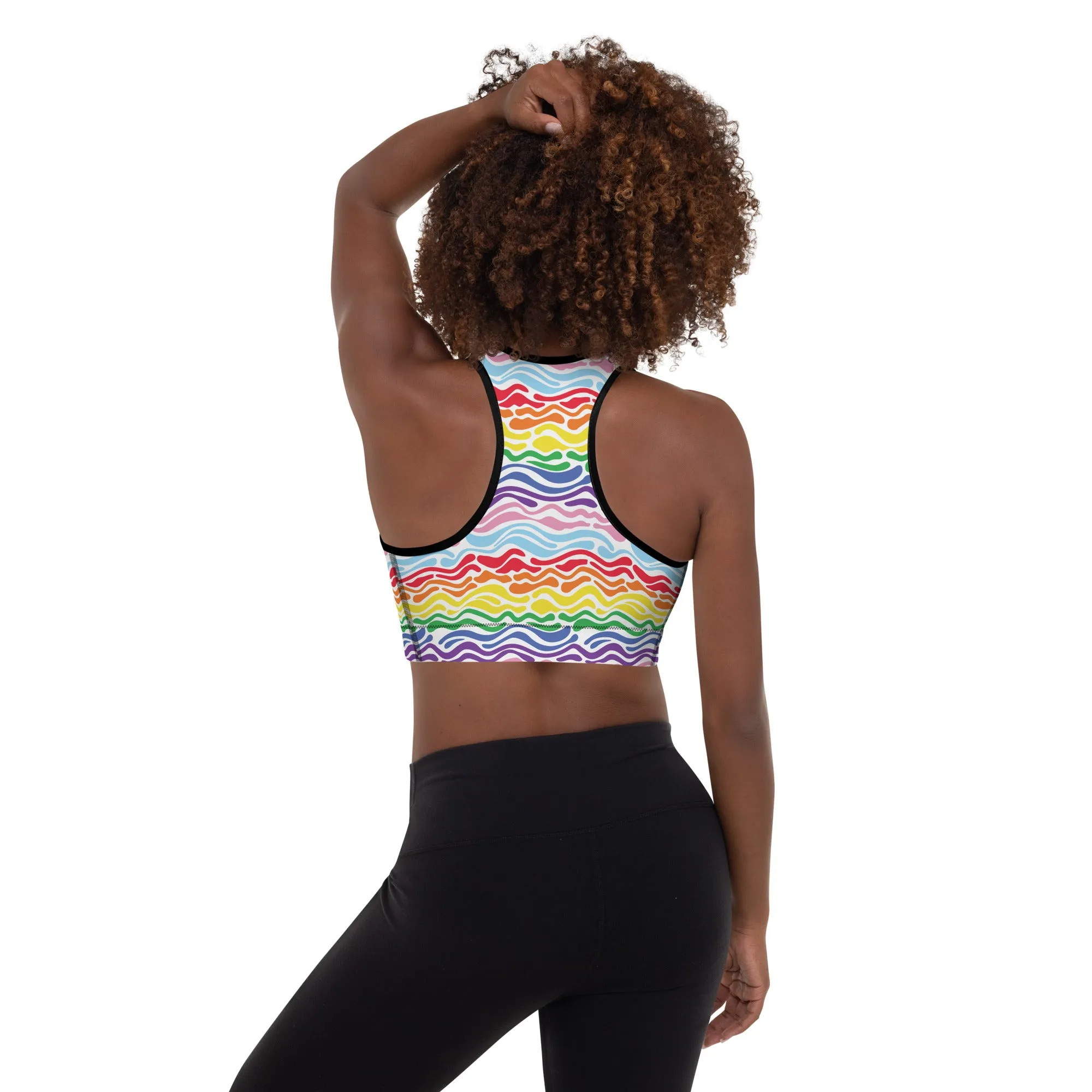 Rainbow Wave Padded Sports Bra