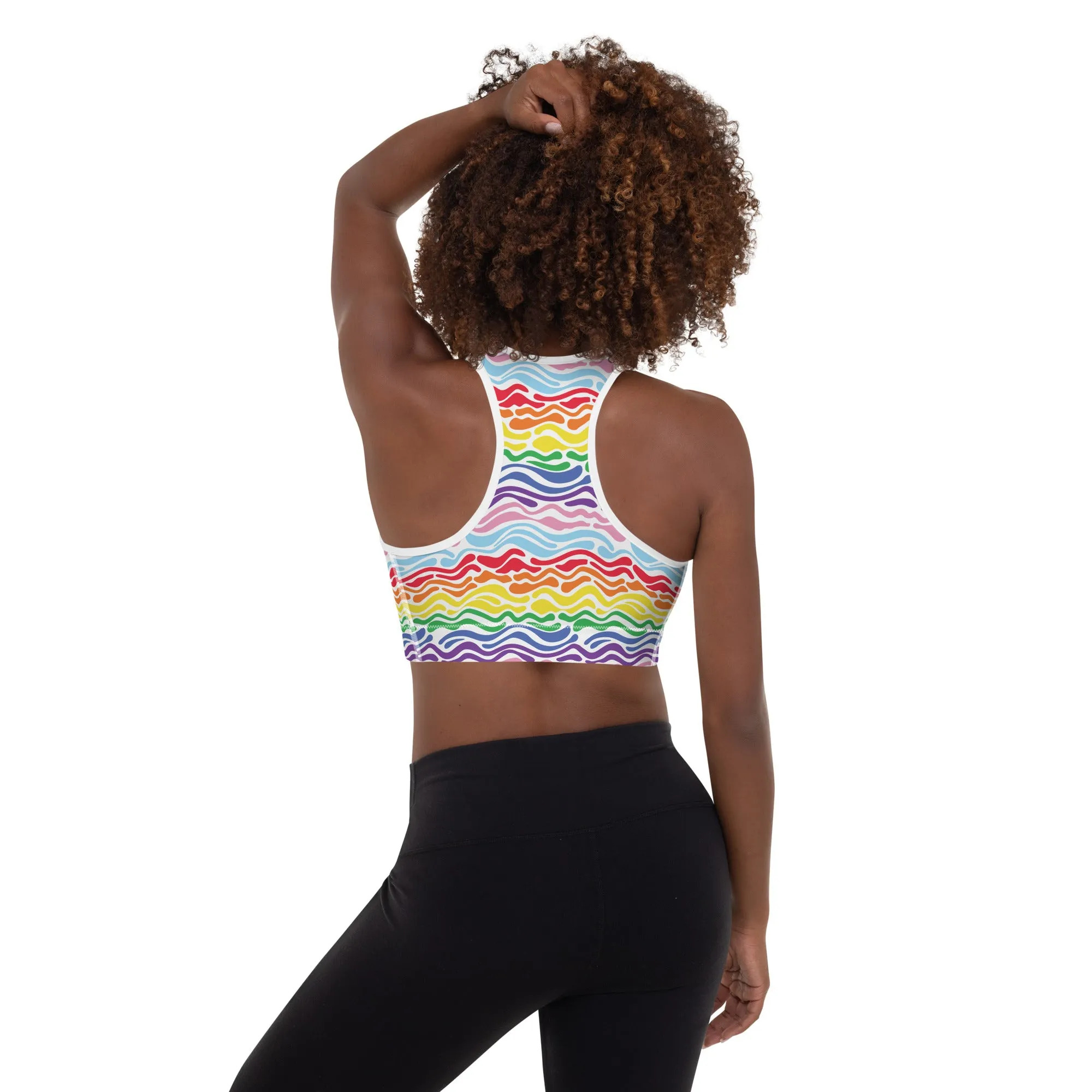 Rainbow Wave Padded Sports Bra