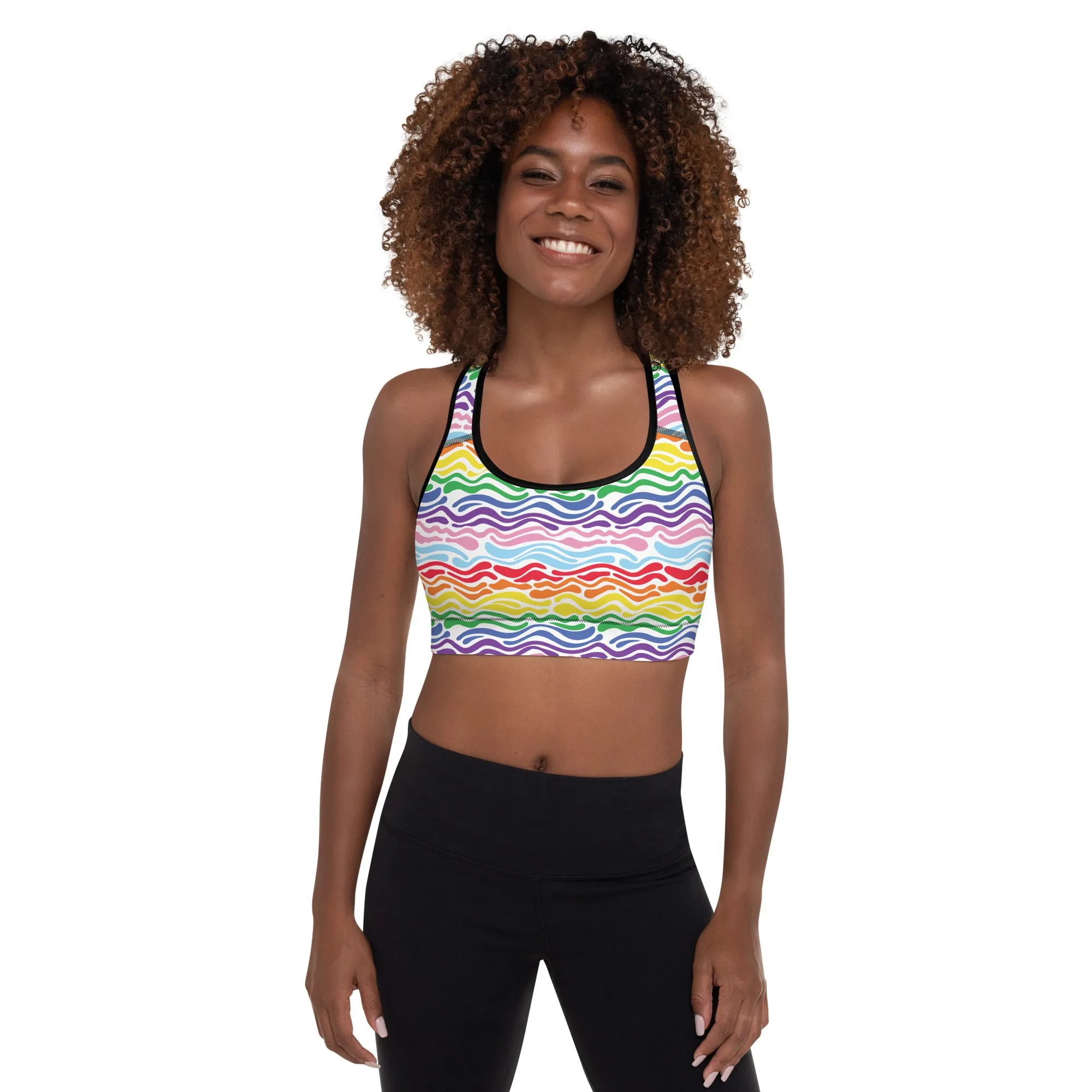 Rainbow Wave Padded Sports Bra