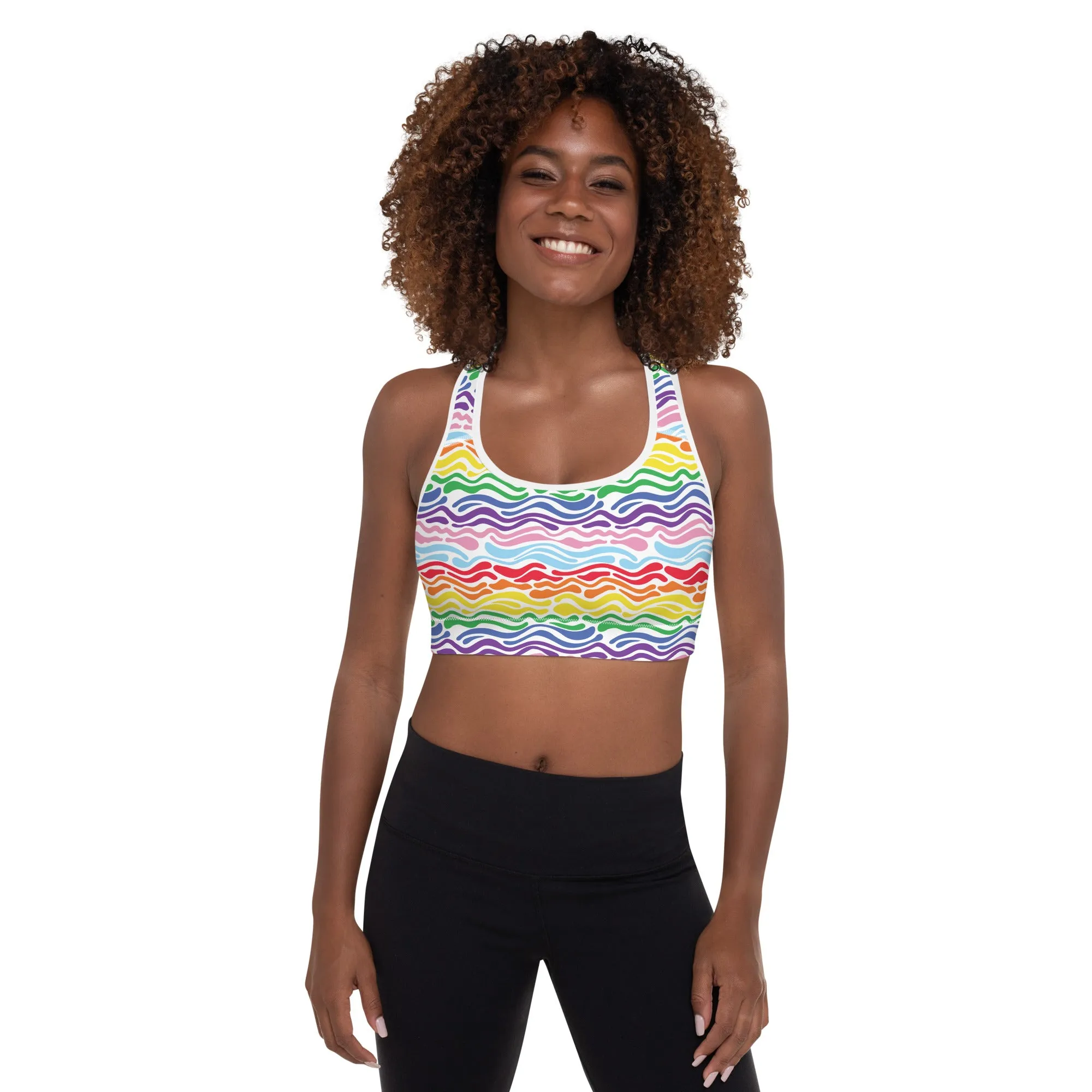 Rainbow Wave Padded Sports Bra