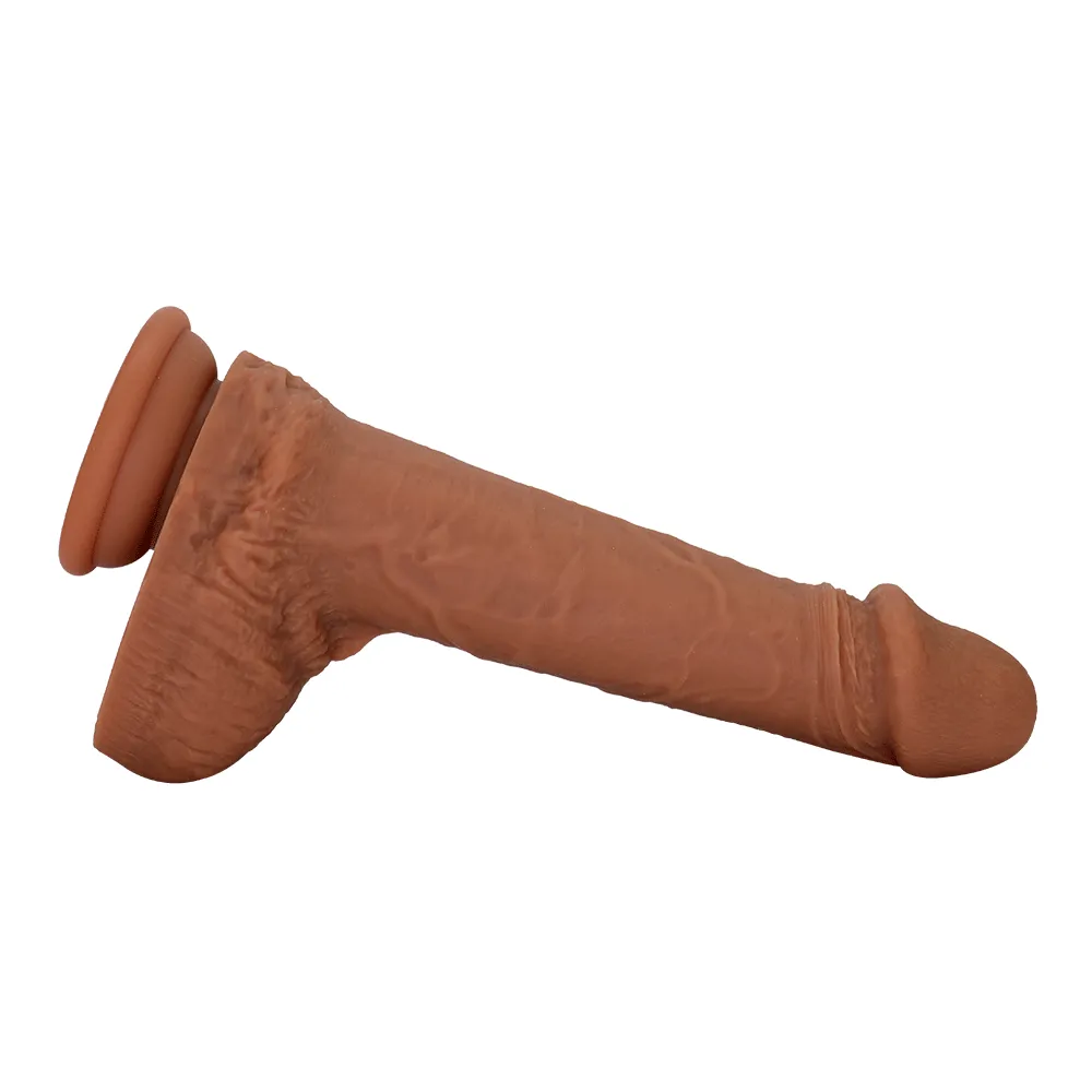 Realistic Feel Brown Silicone Dildo With Balls For Orgasmic Internal & External Pleasure With Every Thrust