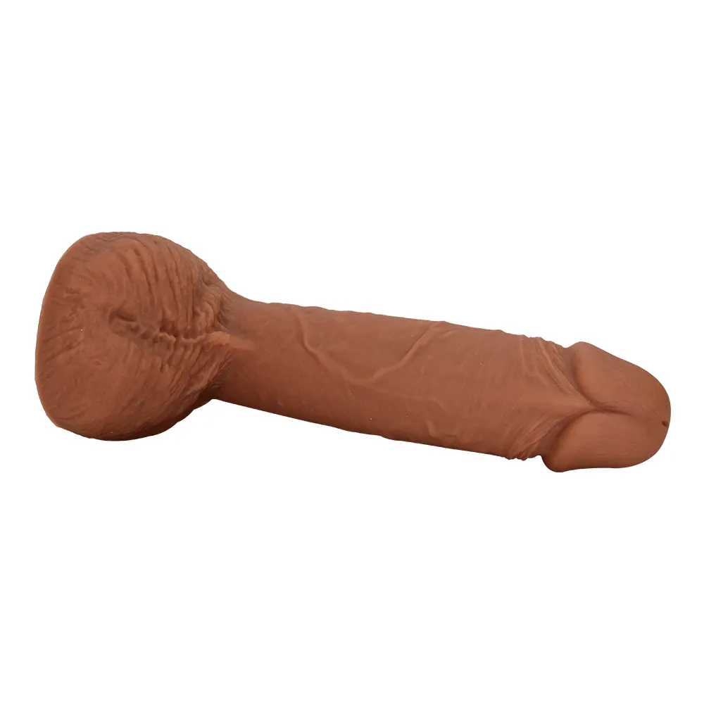 Realistic Feel Brown Silicone Dildo With Balls For Orgasmic Internal & External Pleasure With Every Thrust