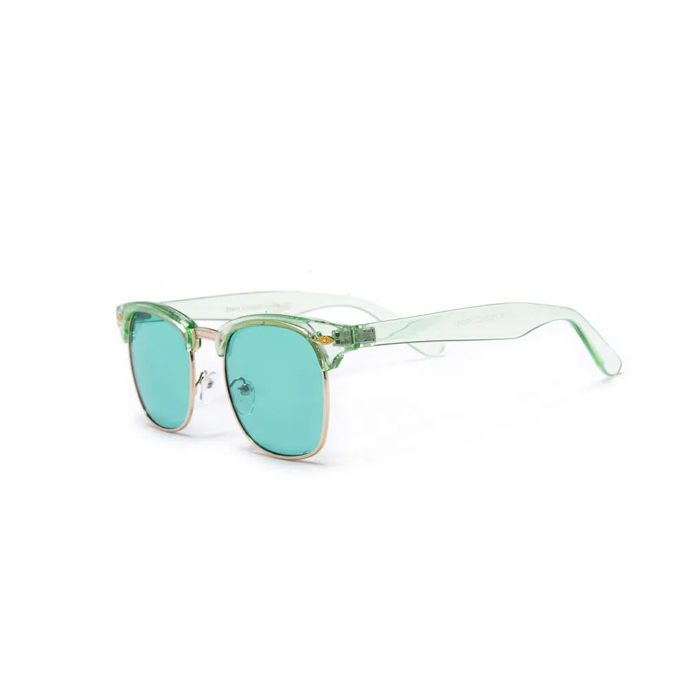 Retro Half Frame Semi-Rimless Colorful Lens Half Frame Sunglasses