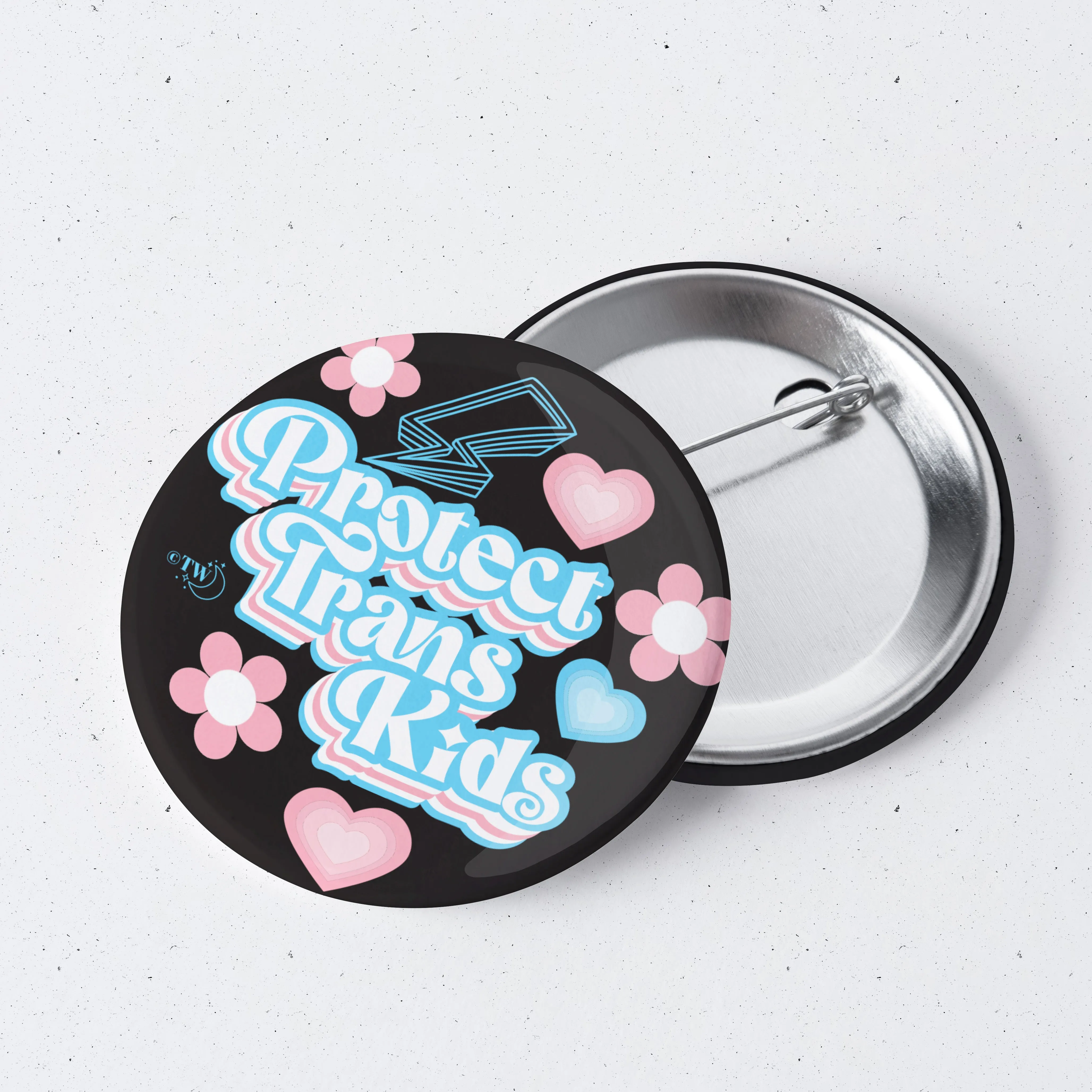 Retro Protect Trans Kids 1" Mini Button Pin