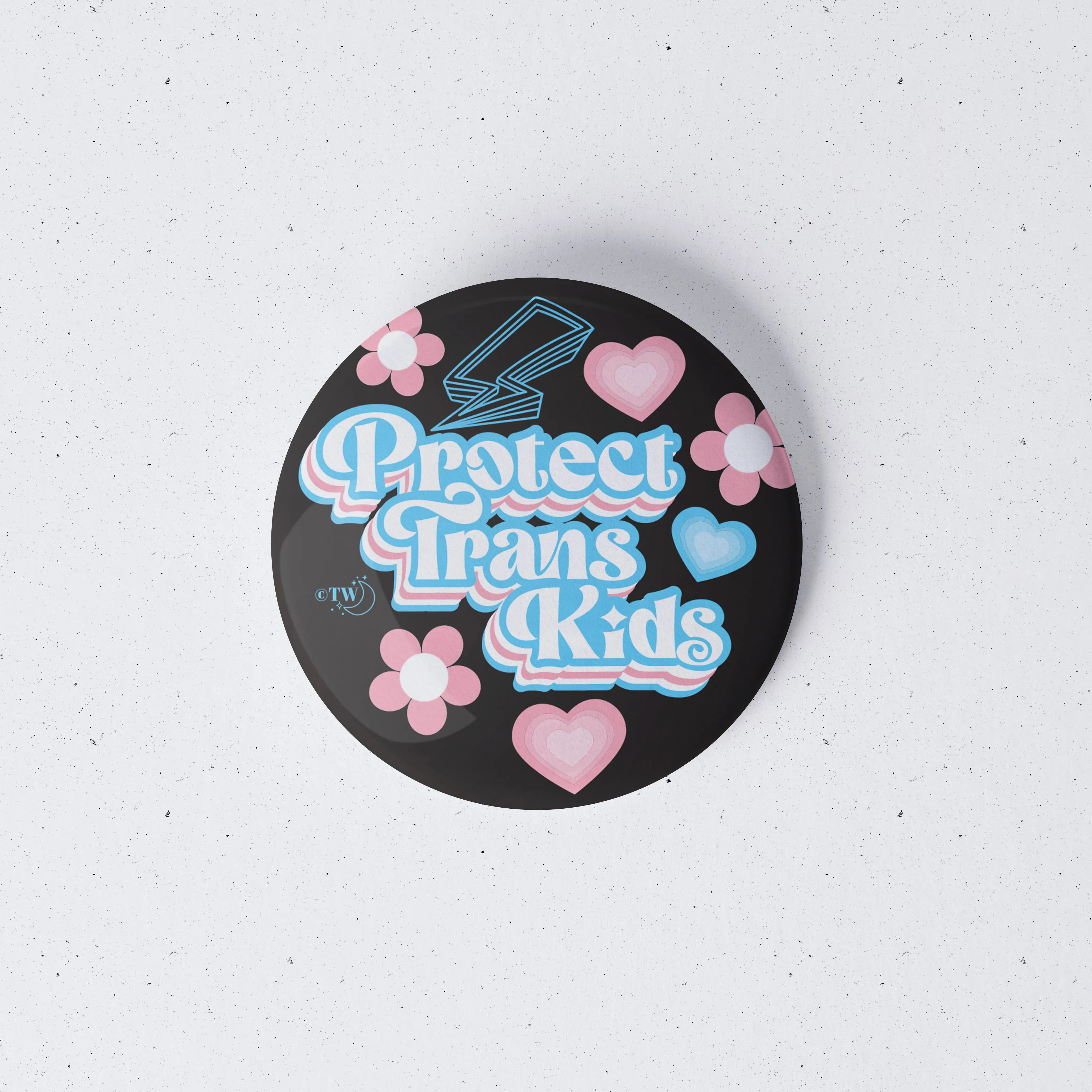 Retro Protect Trans Kids 1" Mini Button Pin