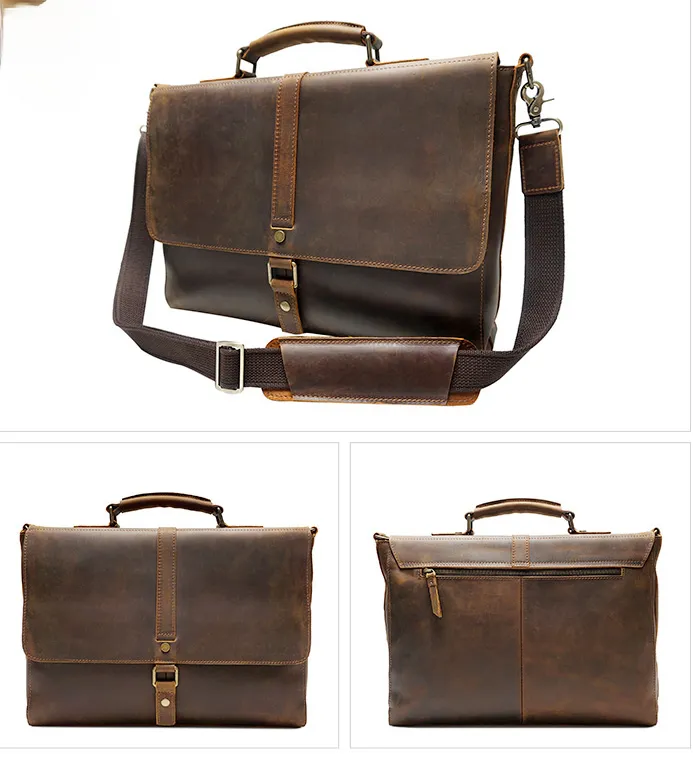 Retro Roomy Crossbody Leather Briefcase B-8127