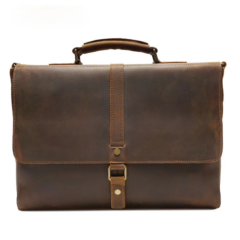 Retro Roomy Crossbody Leather Briefcase B-8127