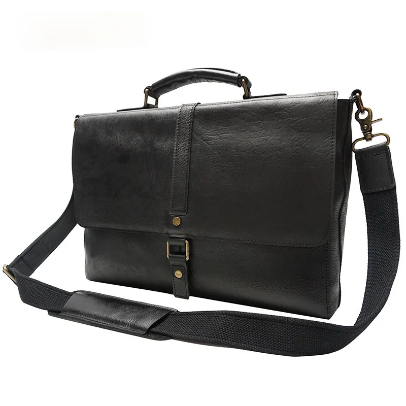 Retro Roomy Crossbody Leather Briefcase B-8127