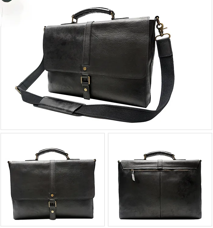 Retro Roomy Crossbody Leather Briefcase B-8127