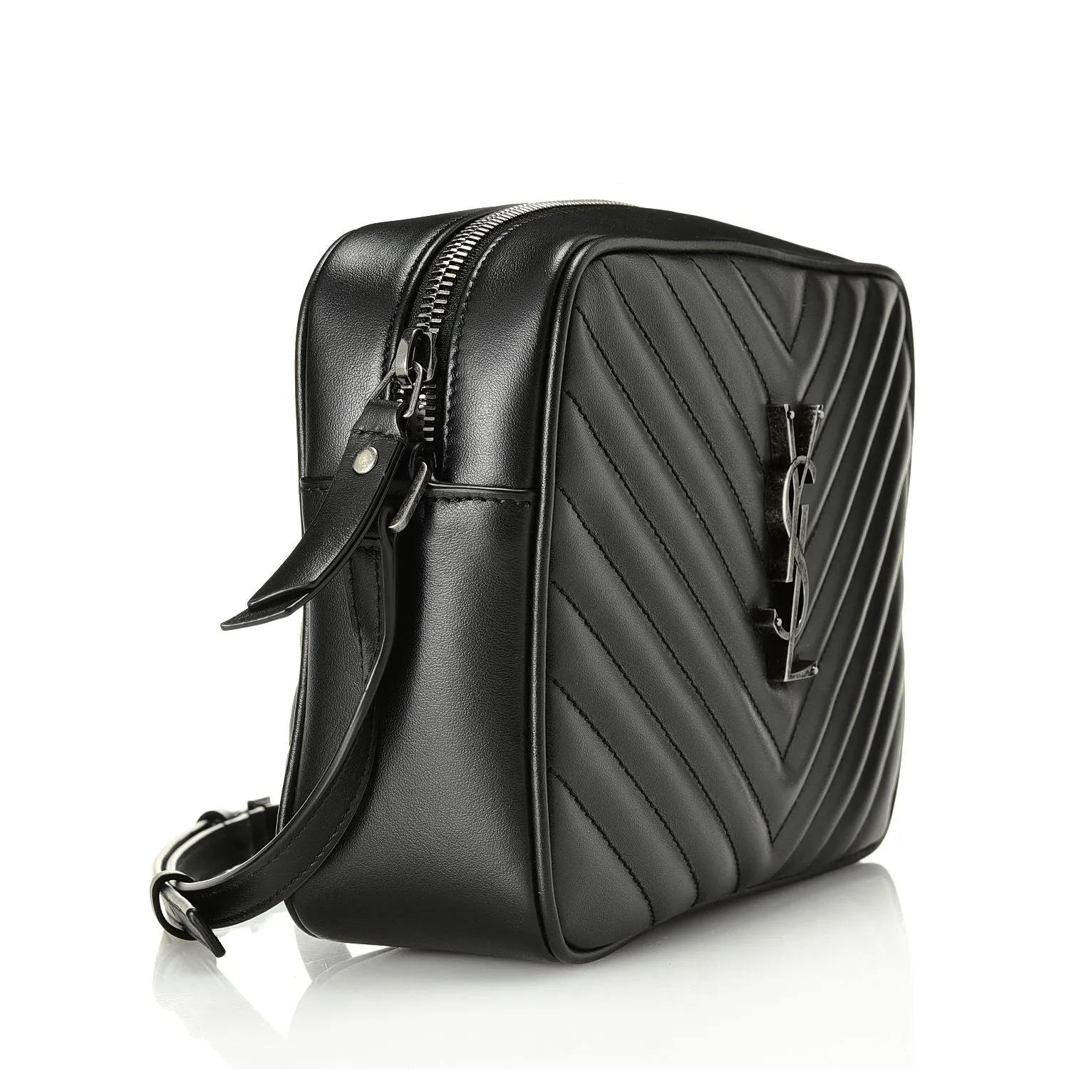 Saint Laurent Lou Camera Bag in Calfskin Leather - Black/Silver