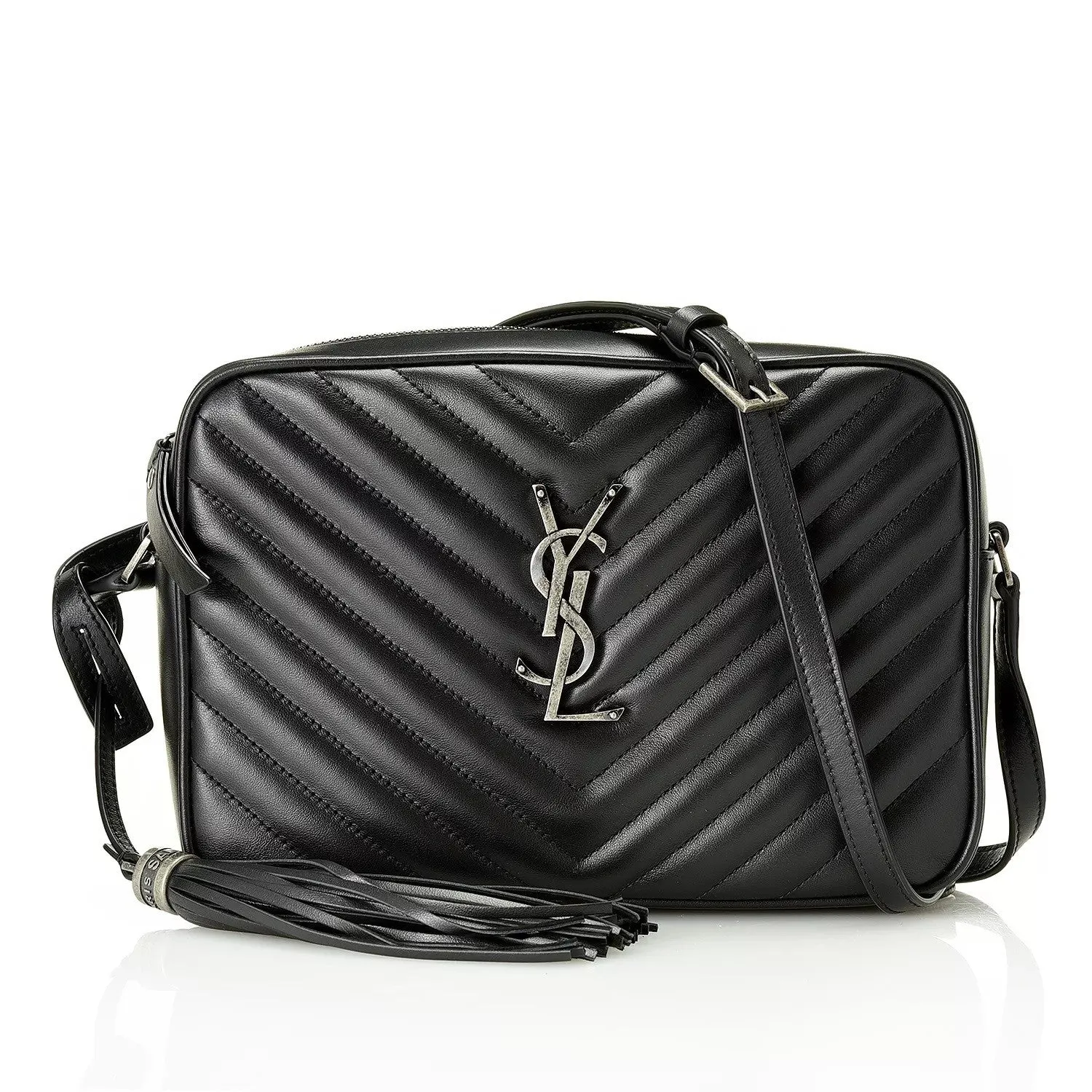 Saint Laurent Lou Camera Bag in Calfskin Leather - Black/Silver