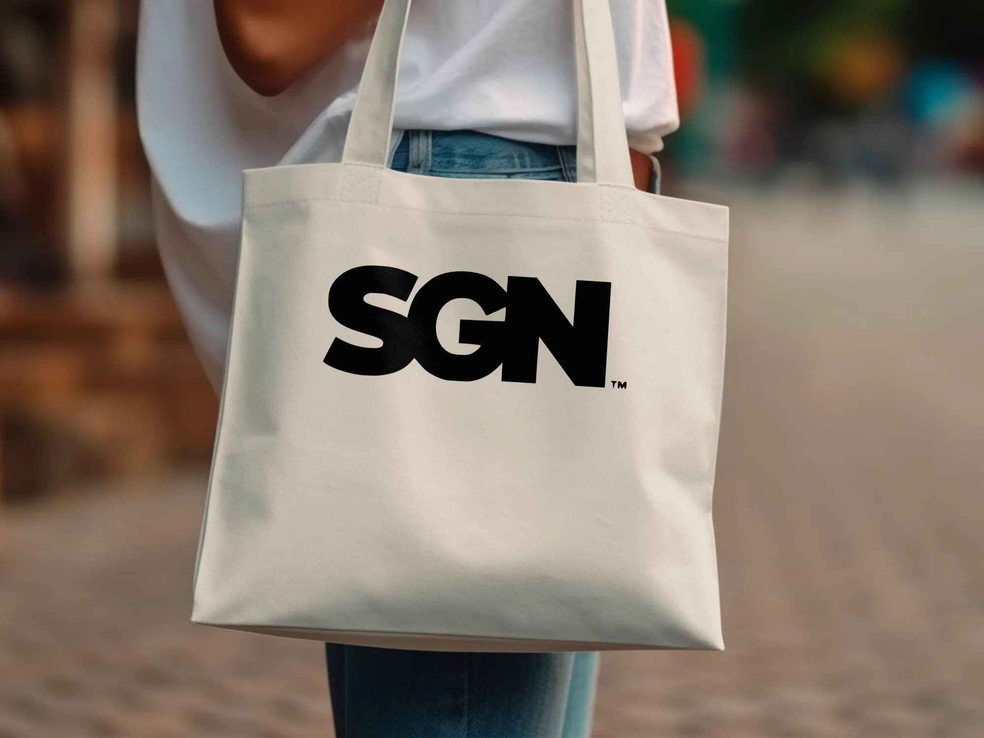 SGN Monochrome Text LOGO Tote Bag, Eco Conscious Seattle Gay News Book or Grocery Tote