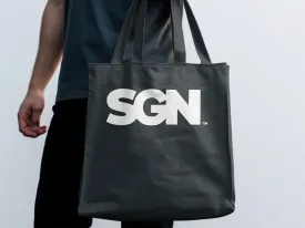 SGN Monochrome Text LOGO Tote Bag, Eco Conscious Seattle Gay News Book or Grocery Tote