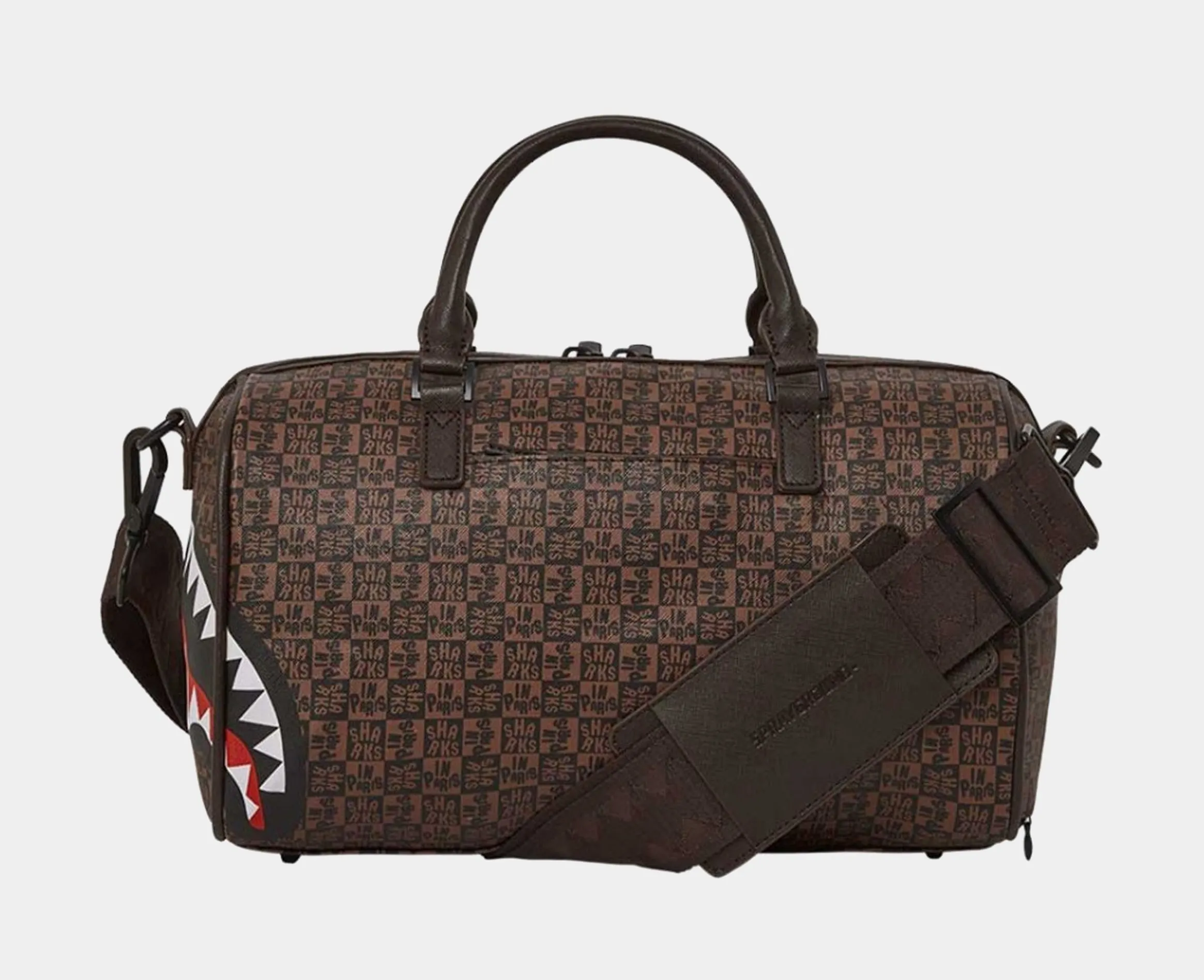 Sharks In Paris Check Mens Duffle Bag (Brown)