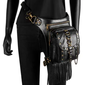 Steampunk Vintage Black Leather Street Style Mini Leg Thigh Holster Bag