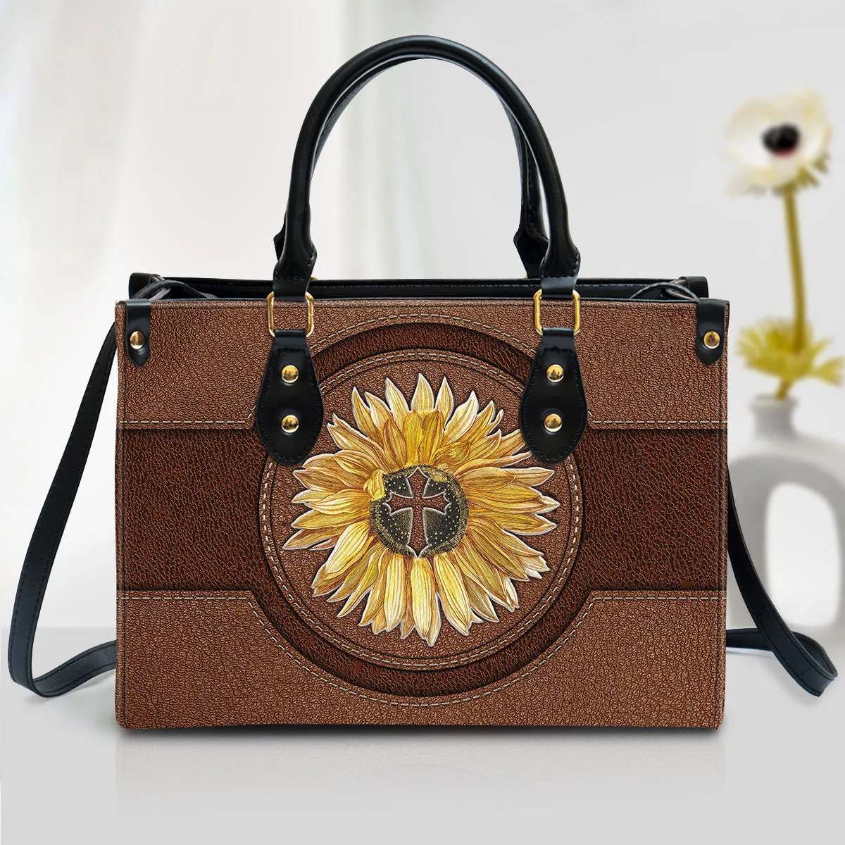 Sunflower Leather Handbag - Religious Gifts For Women - Women Pu Leather Bag