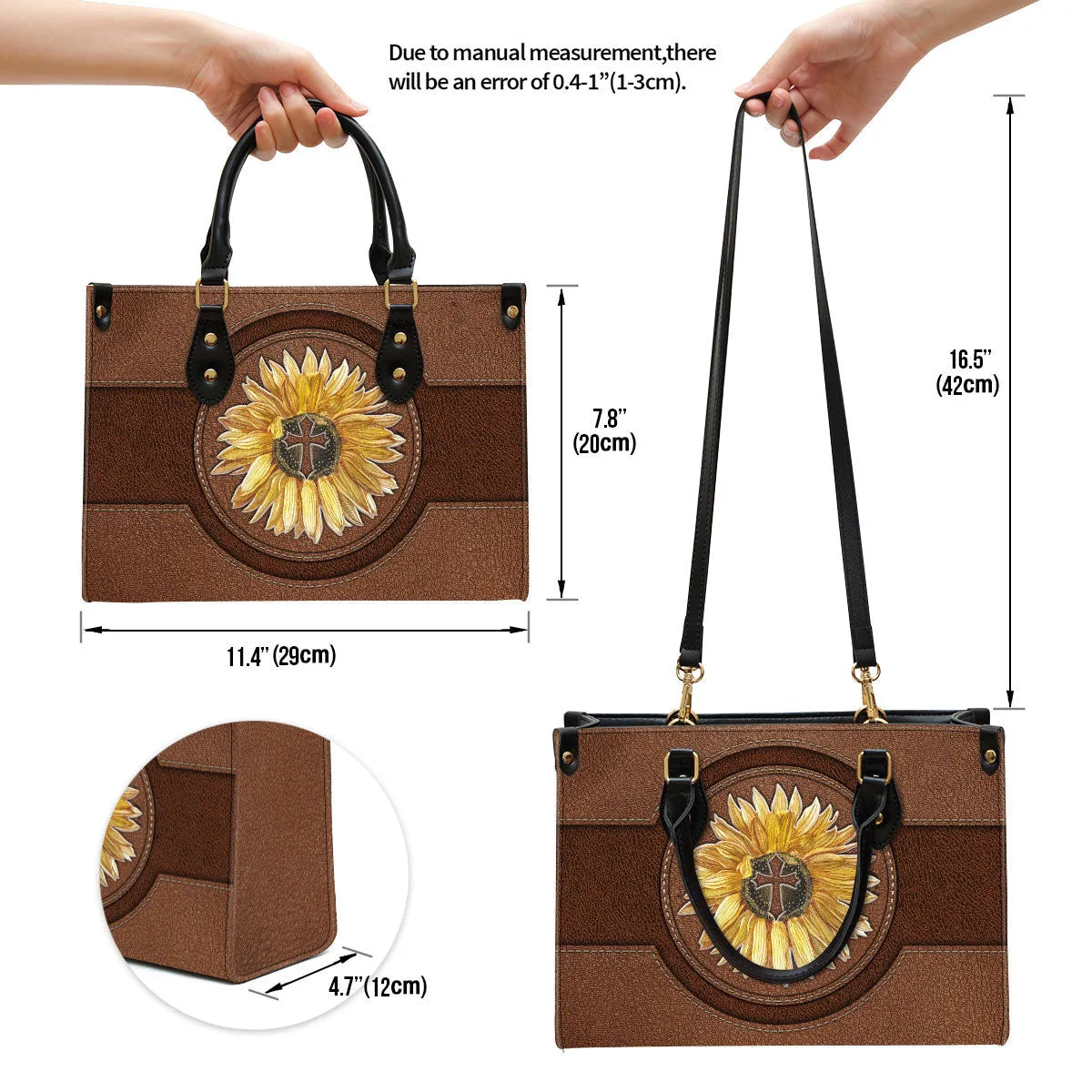 Sunflower Leather Handbag - Religious Gifts For Women - Women Pu Leather Bag