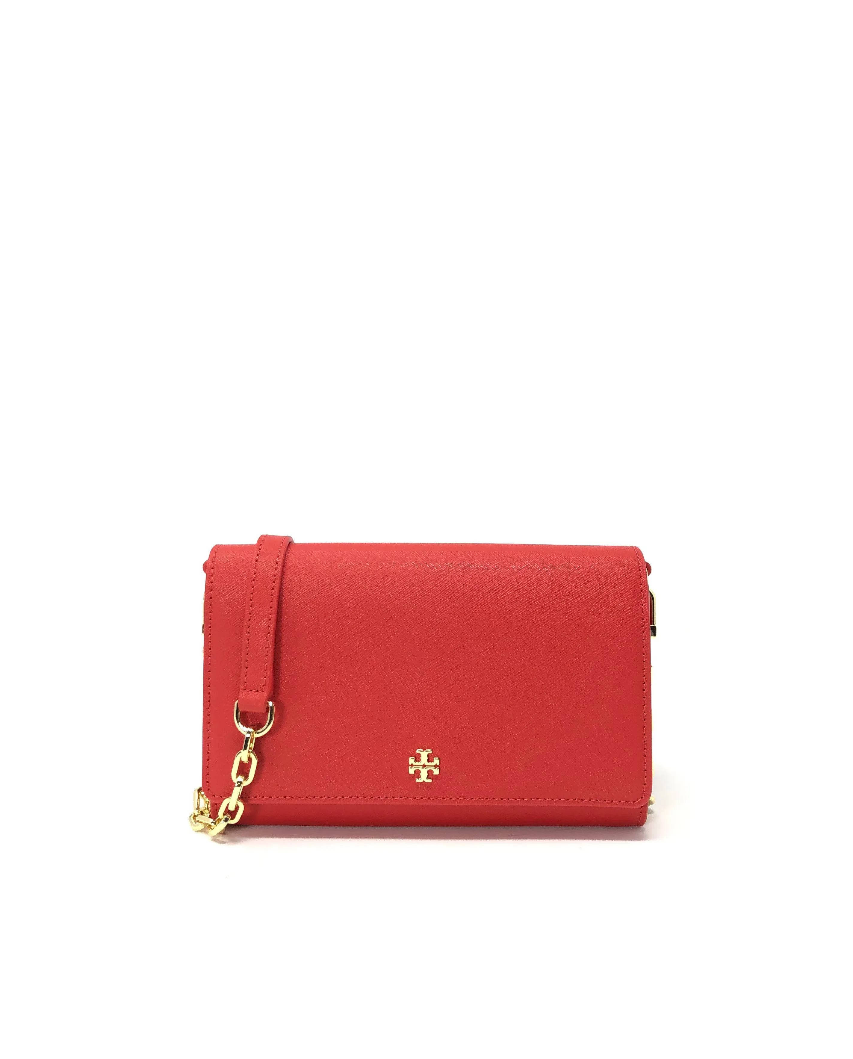 Tory Burch Poppy Orange Emerson Chain Wallet