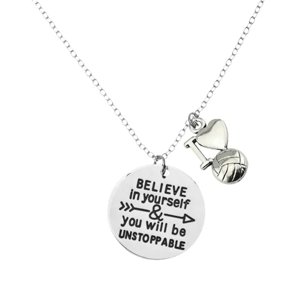 Volleyball Believe In Yourself Necklace - Pick Charm